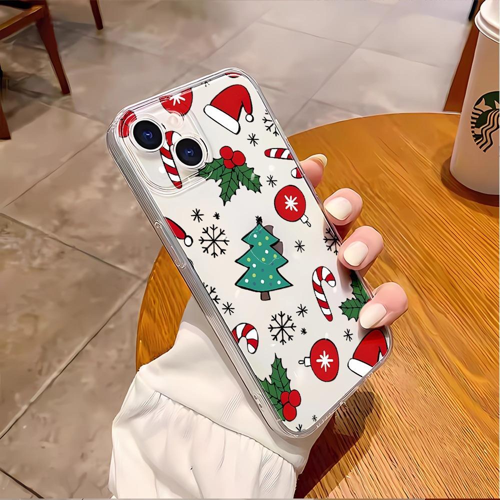 Popular Christmas mobile phone case 16Pro transparent case, suitable for iPhone16PM new TPU mobile phone case