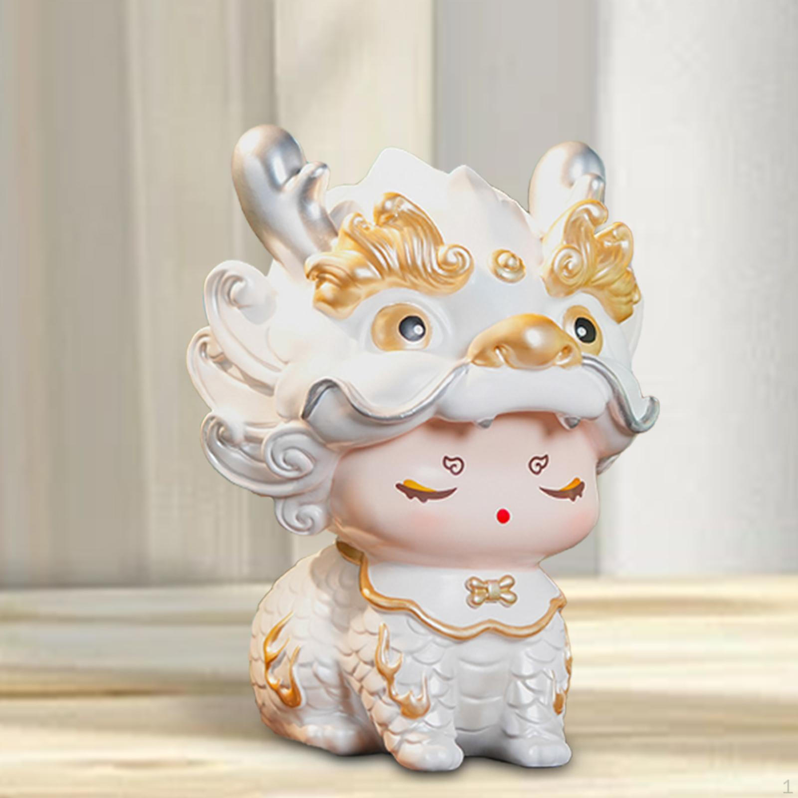 

Украшение дракона, украшение копилки, декоративная милая статуя животного, копилка, коробка для мелочи белый