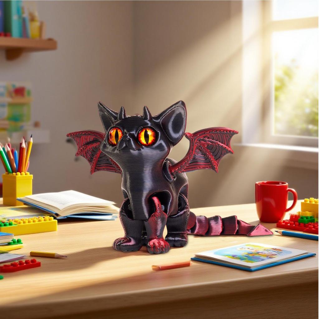 3D Printed Multi-jointed Figurine Movable Angel Demons Cat Animal Figure For Desk Decoration & Home Accessories