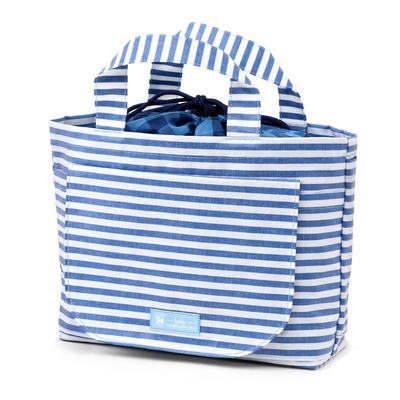 COLORFUL CANDY STYLE Diaper Pouch Perfect for Made In Basic Striped B1300500 (Drawstring Tote) - Outings, Japan, (100% Cotton) - Blue,