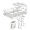 Spacious Double Deck Dish Drainer With Rustproof Finish And Firm Basel Dish Drying Rack For Safe Drying Of Tableware