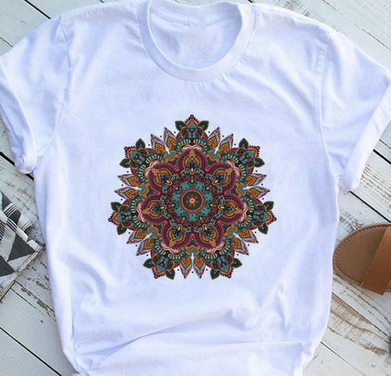 

Женский летний топ с коротким рукавом с цветочным принтом 2025 L