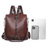 Women's Soft Leather Backpack Leopard Print Anti-Theft Backpack