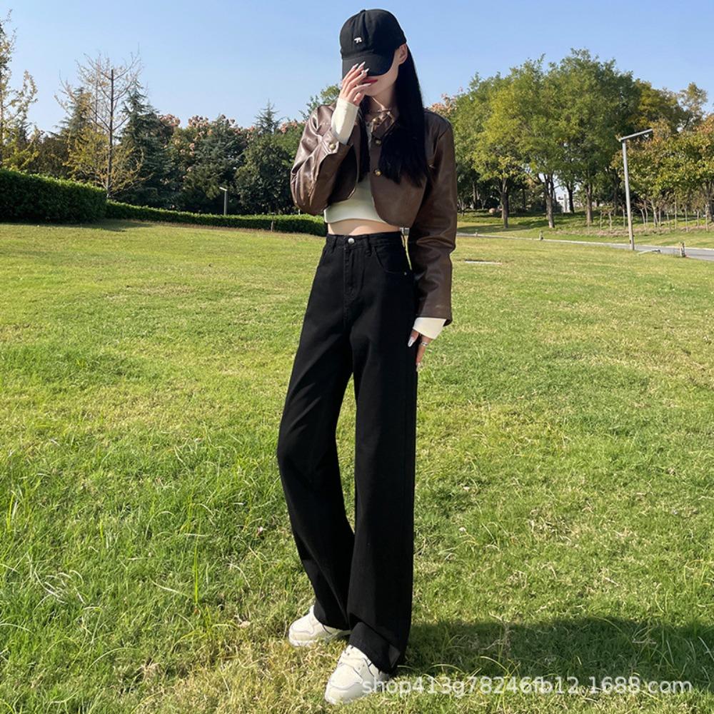 Niche High-waisted Wide-leg Jeans Women's New Loose and Thin Versatile Commuter Straight Drape Floor Pants Tide