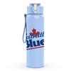 1PC Labatt Blue Circular Brand Logo Print 750ml Colorful Plastic Sports Water Bottle Leakproof Pop Up Lid with Straw for Outdoor Work Home Use