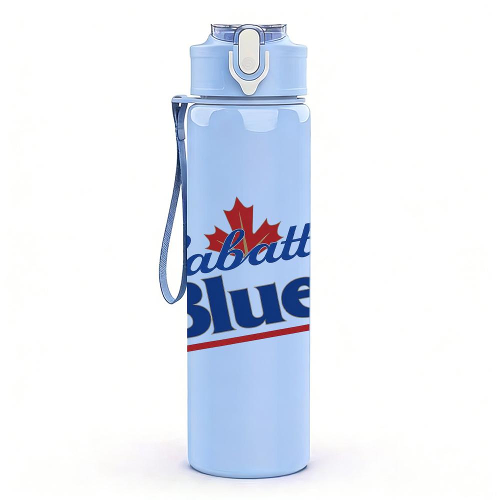 1PC Labatt Blue Circular Brand Logo Print 750ml Colorful Plastic Sports Water Bottle Leakproof Pop Up Lid with Straw for Outdoor Work Home Use