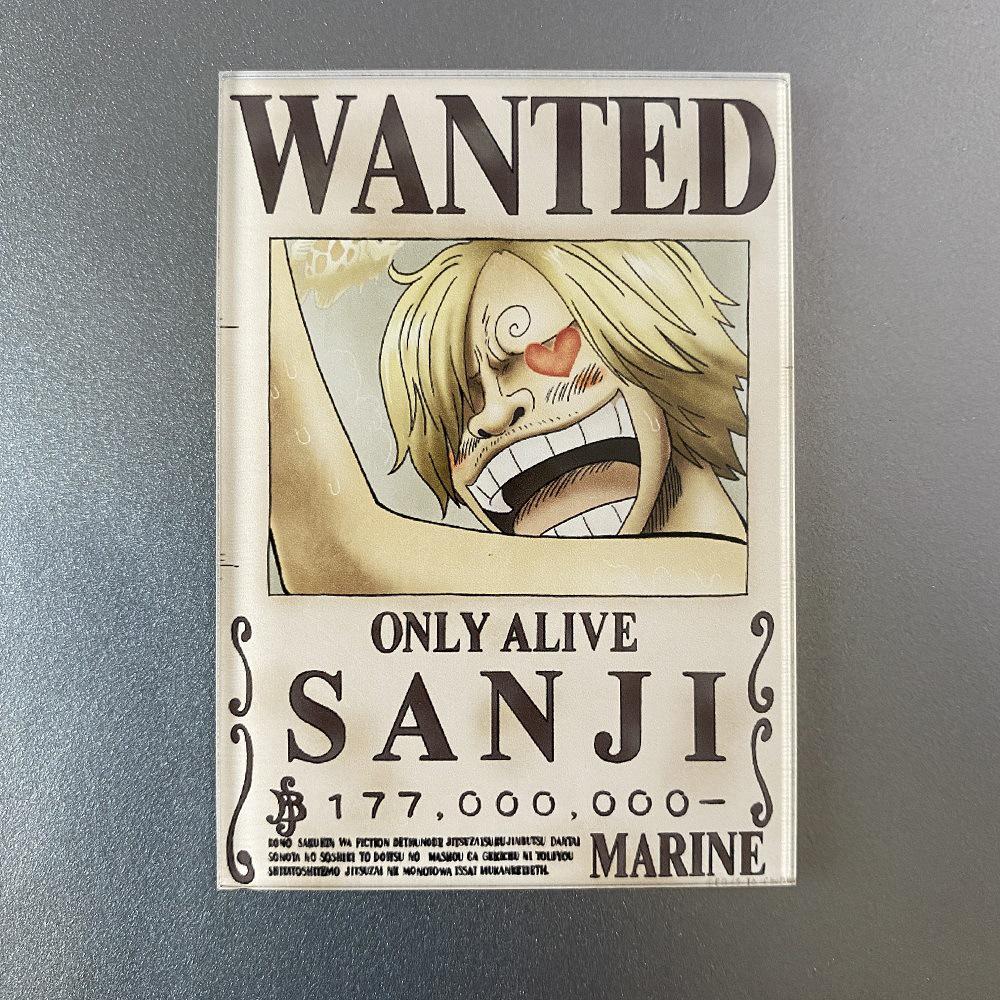 Kreativní magnet s plakátem Wanted z One Piece - Anime Kreslená Dekorace na ledničku & Samolepka na vzkazy