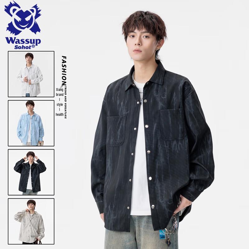 Wassup Sohot Men s Long Sleeve Collared Shirt XL