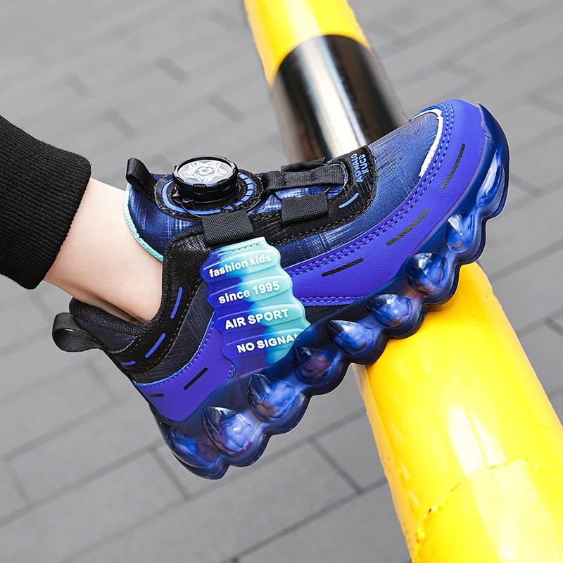 28-38 Children's Pink Leather Waterproof Rotation Buttons Sports Shoes Boys Basketball Sports Shoes Girl Sports Shoes