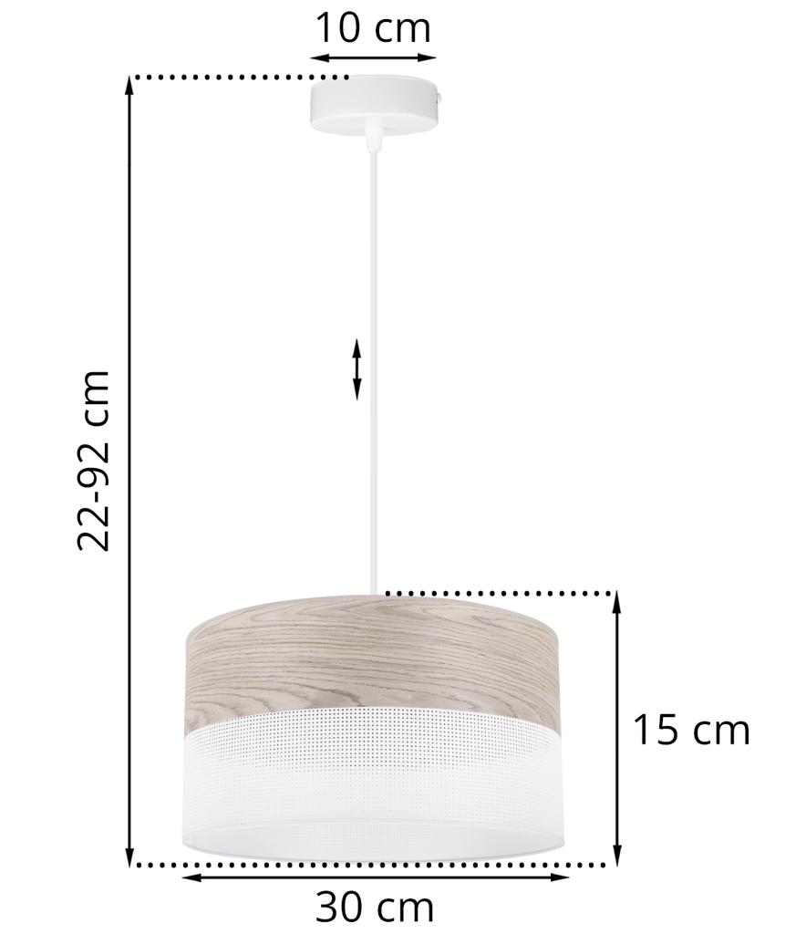 Single Hanging Lamp, White Oak Veneer Lampshade 30Cm