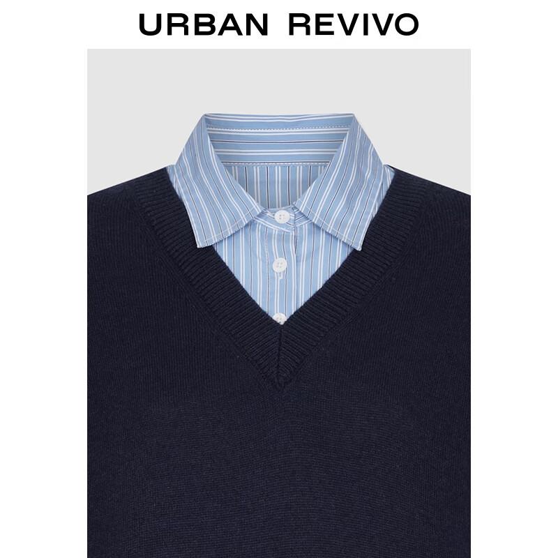 UR Women's Faux Two-Piece Color-Block Stripe Knit Top