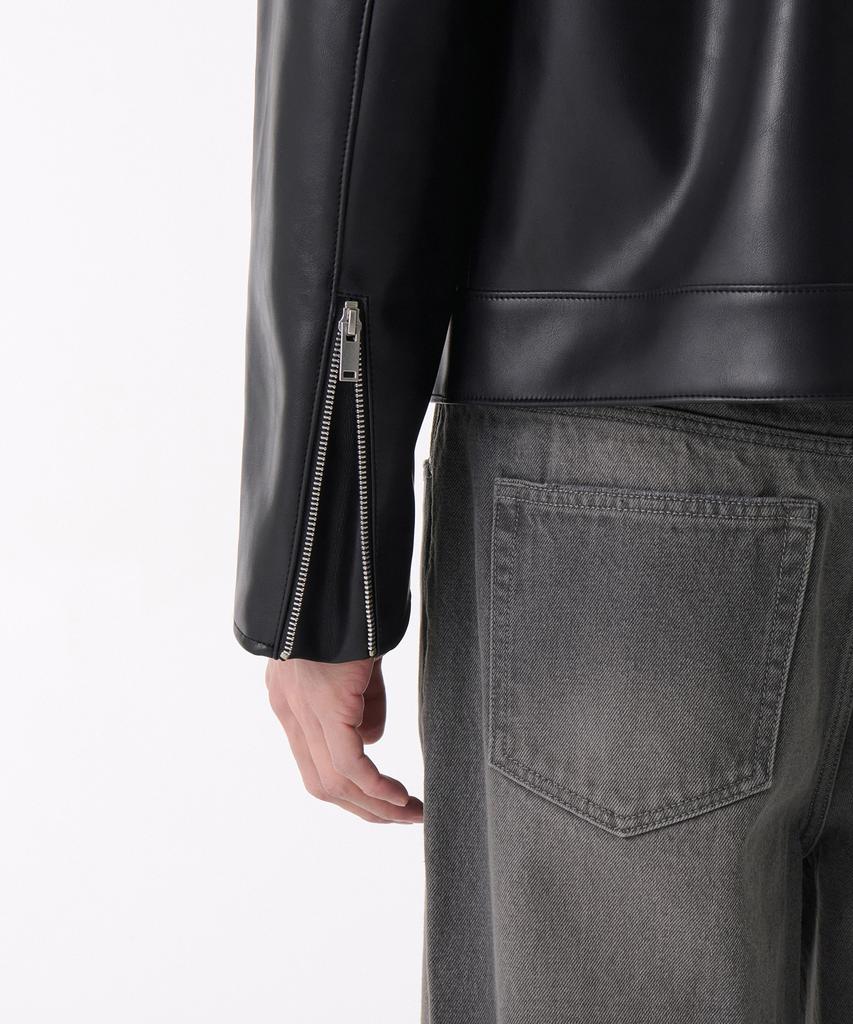 Musinsa Standard Synthetic Leather Cafe Racer Jacket [Black]