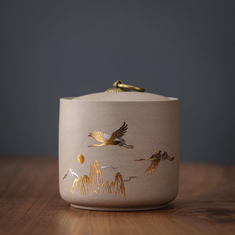 High-grade Rough Pottery Tea Sealed Jar Home Flower Tea Dried Fruit Moisture-proof Storage Cans Small Size Tea Packaging Caddy