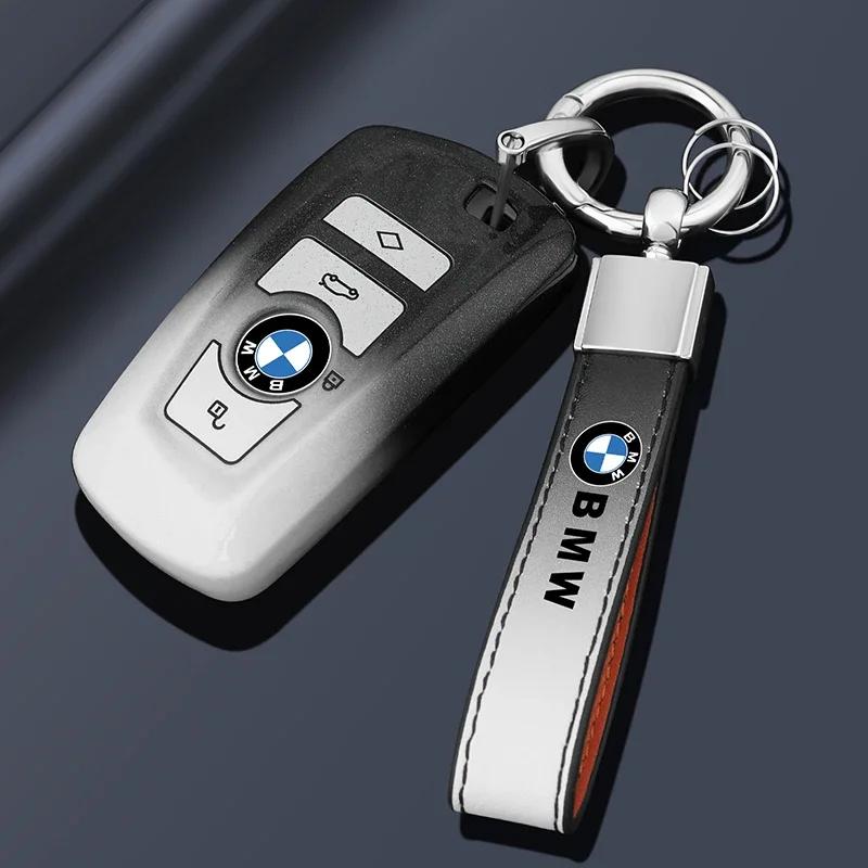 BAGD7 Car Sticker Car Key Fob Ring Chain Cover Case For BMW 530i 540i 550e 750e 740i 760i X1 X2 X5 X6 X7 M5 iX1 iX2 iX XM I5 I7 2024 2