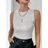 Women Fashion Sequins Slim Fit Sleeveless Cropped Casual Tank Top