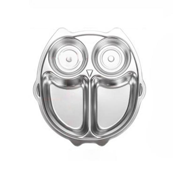 Stainless Steel Dinner Plate for Kids Cartoon Design Divided Tray Food-Grade Safe Durable Children Compartment Serving Snack Dishes