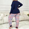 Women's Plus Size Heart Print Pajama Set - European & American Style, Long Sleeve Loungewear