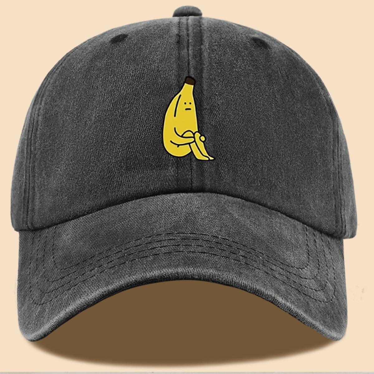 Banana pattern fun printed baseball cap, comfortable and breathable peaked cap, fashionable and casual чёрный