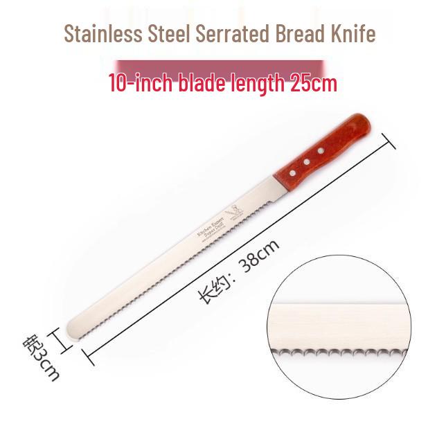 Stainless Steel Serrated Bread & Cake Knife - No Crumbs Slicing