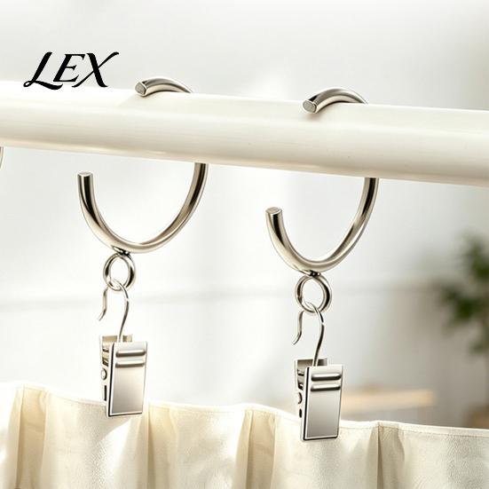 Easy Glide Drapery Rings for Home 10Pcs C Shaped Curtain Rings, Heavy Duty Bypass Metal Weight Hangers Passing with Eyelets French Return Rods Smooth