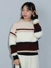 Knit 3D Border Knit IVORY FREE [Beams Heart] L/S Women's