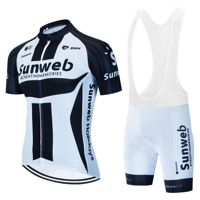 Mens Short Sleeve Cycling Jersey Set Sunweb Team Edition Mountain Road Bike Moisture Wicking