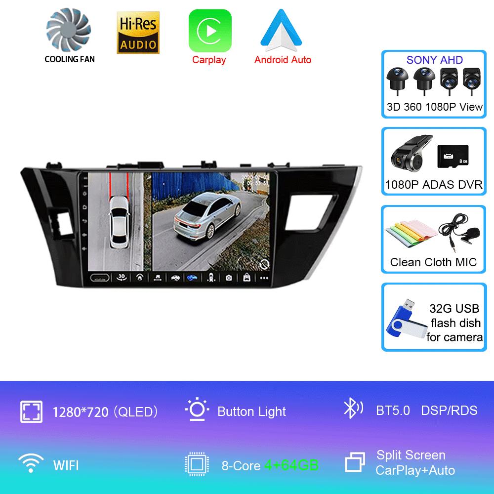 For Toyota Corolla Ralink 2013 2014 2015 2016 4G Android 14 Car Stereo Radio Multimedia Video Player Navigation GPS 2Din
