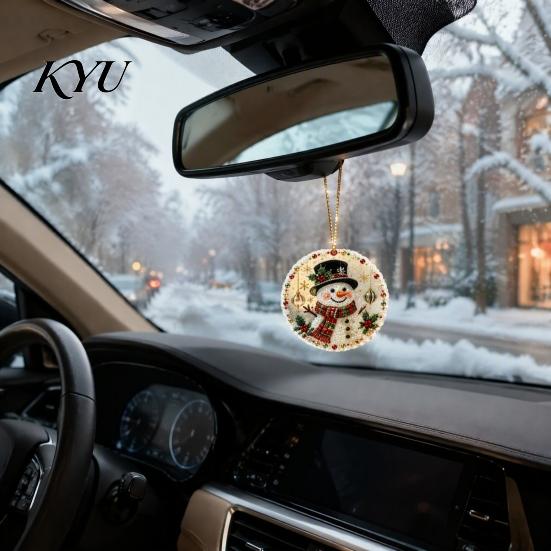 Acrylic Santa Hanging Ornaments 6 Pcs Christmas Pearl Art Ornaments, 2D Flat Holiday Tree Pendant, Decorations Effect Decoration for Home Wall