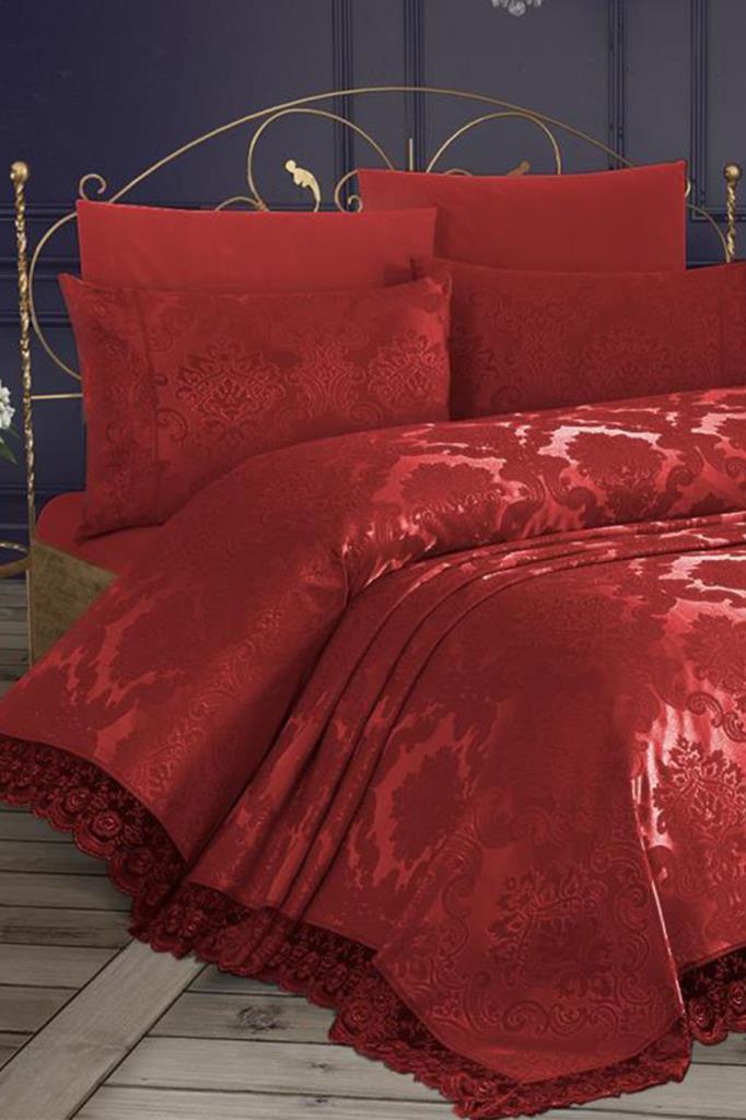 French Lace Kure Bedspread Claret Red