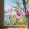 Colorful Tulip Butterfly Home Balcony Glass Door and Window Background Beautification and Decoration Window Stickers