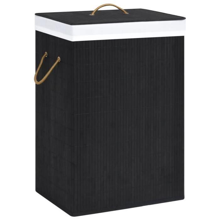 VidaXL Panier à linge avec 2 sections bambou noir 72 L 320745