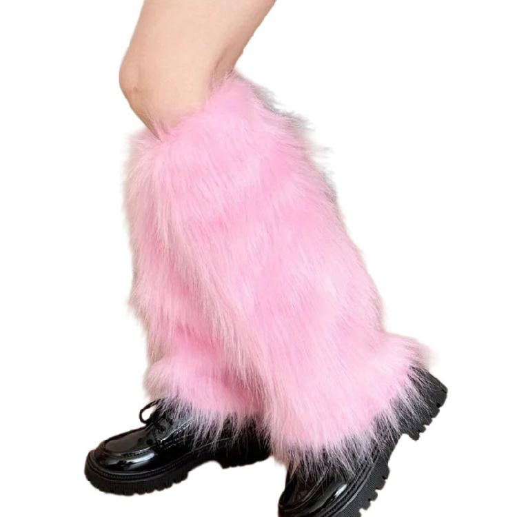Fashionable Fuzzy Leg Warmers Plush Boot Cuffs Toppers Footless Socks Rainbow Colorful Leg Gaiters for Costume Parties