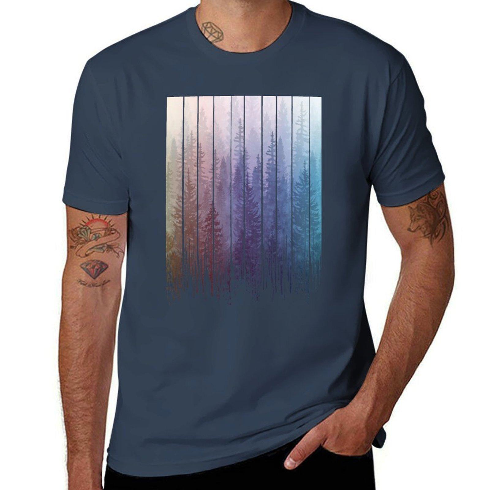 Grunge Dripping Rainbow Misty Forest Tshirt Urban Style Print Tshirt S
