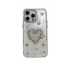 Applicable To Iphone16Promax Mobile Phone Case Apple 17 Female Epoxy Rhinestone Love Mirror 14 Sequins