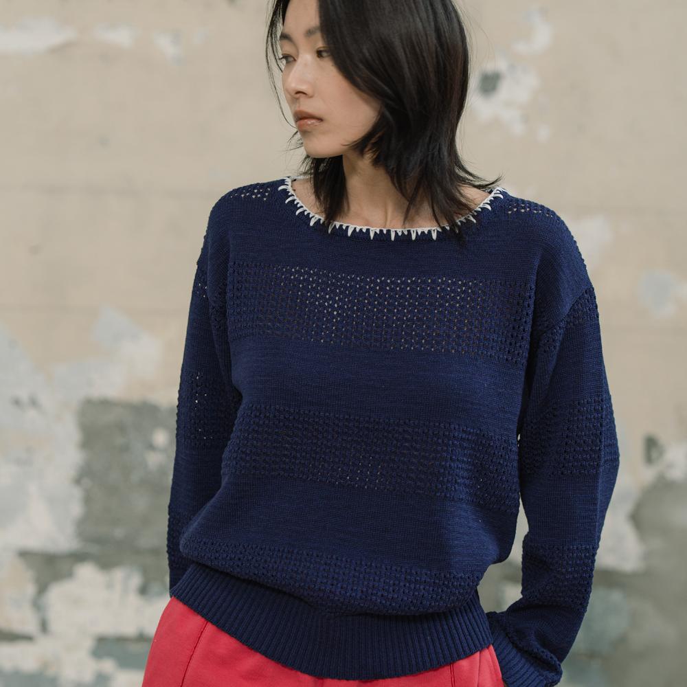 EDENIK Marine Scallop Knit Sweater_Navy