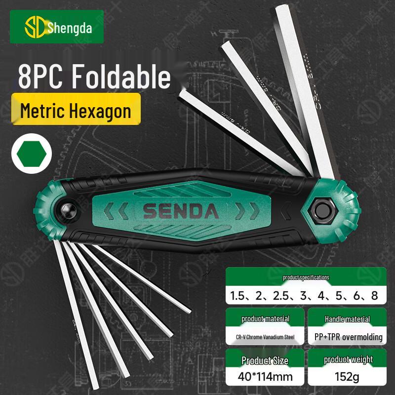 Shengda Folding Flat Head Hex Key Set