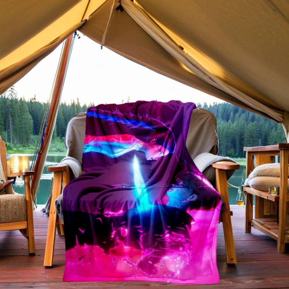 

Neon Lights Cyberpunk Futuristic Art Print PosterBlanket Lightweight Flannel Throw Blanket for Sofa, Bed, Travel, Camping, Livingroom, Offic 130x150cm