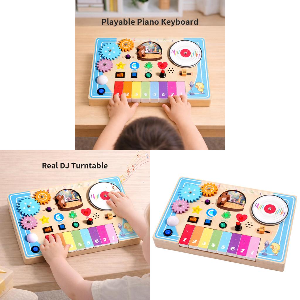 Wooden Childrens Educational Piano With Led Lights And Switch For Early Learning Fun
