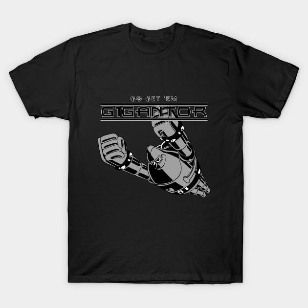 Men Black Print T-shirt Go Get  Em Gigantor (Tetsujin 28-Go) No-Cut Transfer Paper Print Cotton Tshirt S чёрный