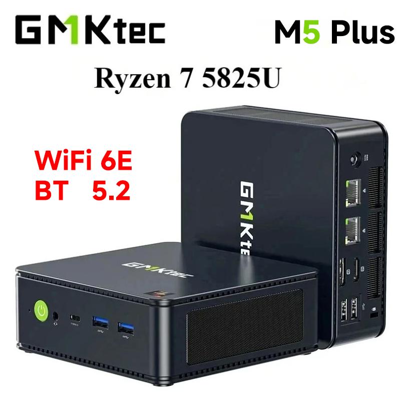 GMKtec M5 Plus Ryzen 7 5825U Mini PC Win11 Pro Dual DDR4 NVMe M.2 SSD WiFi6E BT5.2 Obsługa Trzech Monitorów Komputer Stacjonarny Biurowy do Gier