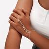 Shiny Zircon Teardrop Connected Finger Ring Bracelets For Women  Tassel Link Chain Bracelet Party Jewelry