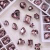 10 Pieces Pink Shiny Rhinestones Nail Art Decorations Mixed Shapes Including Hearts Squares Butterflies Drops for DIY Nail Design Home Salon Party