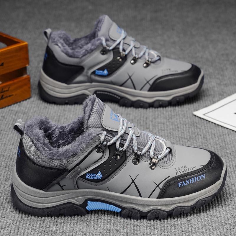 Autumn and winter outdoor men's shoes waterproof, non-slip and wear-resistant mountaineering shoes men's warm and velvet travel shoes sports shoes