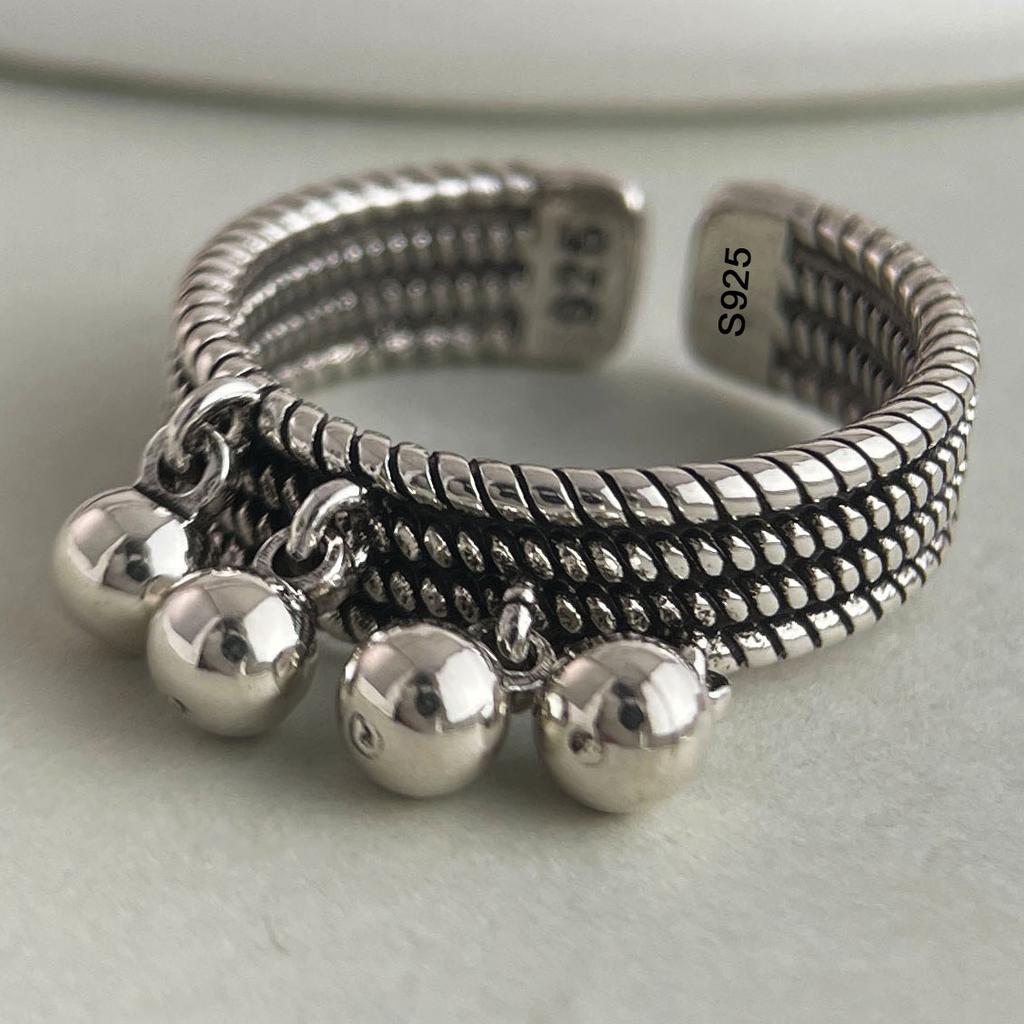 925 Sterling Silver Rings for Women Couple Minimalist Handmade Simple Retro Flower Heart Ring Fine Jewelry Gift Prevent Allergy