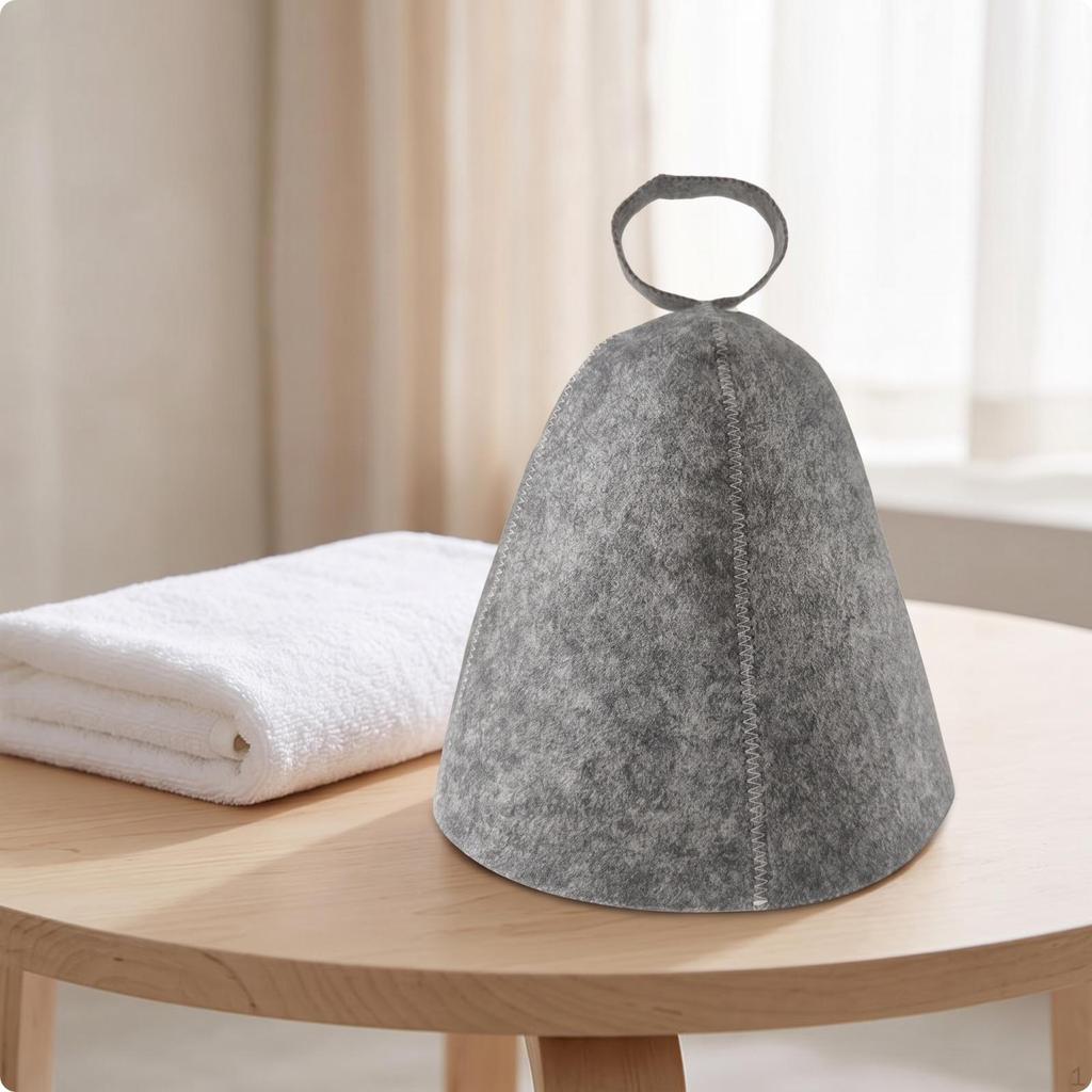 Heat Protection Felt Sauna Hat | Simple ConeShaped Design, Cap, for Steam Room 25x20x2cm