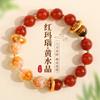 Double-layered Tianshan Green and White Jade Bracelet for Women with Ginkgo and Gourd Pendants, New Crystal Bracelet