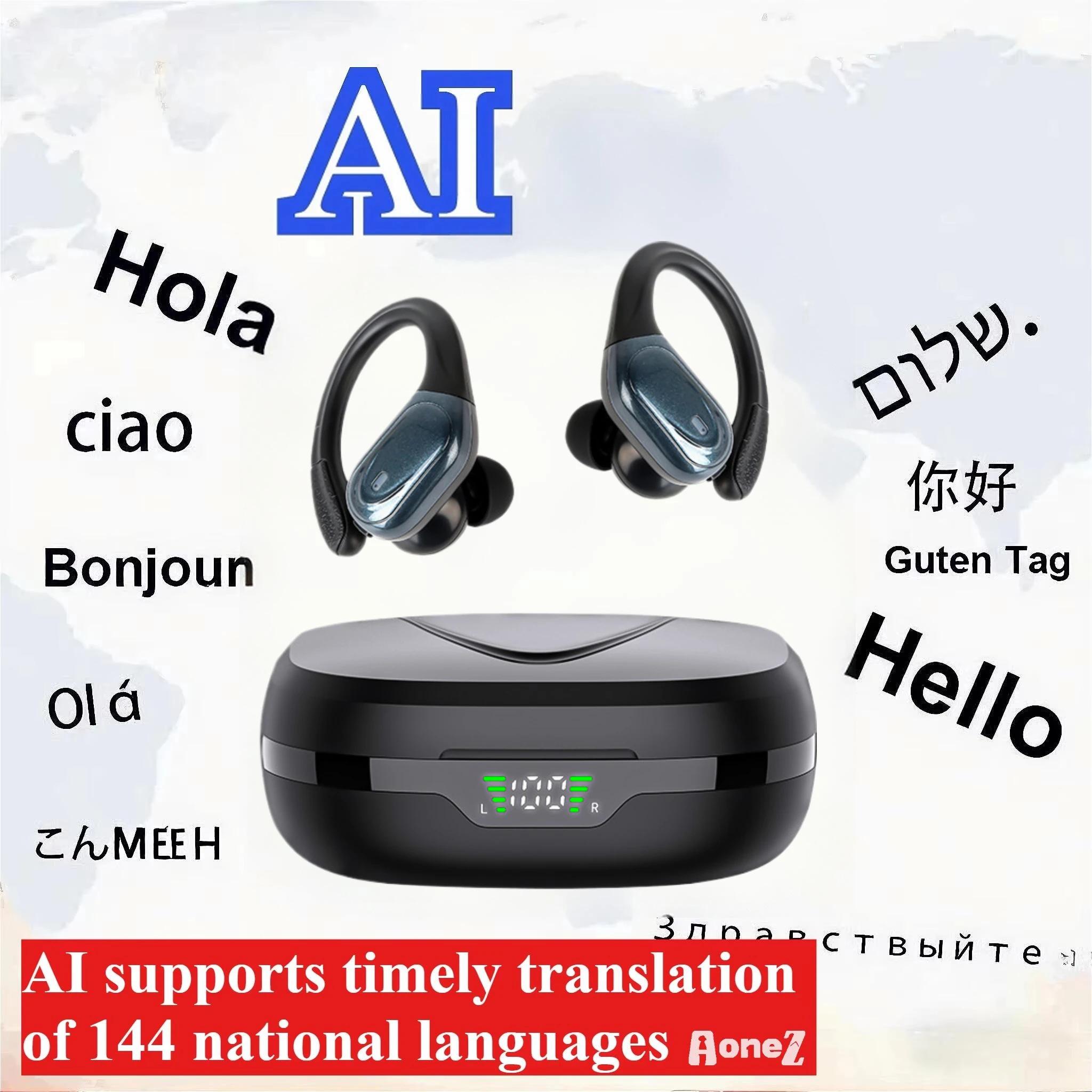 

2026 AI Навушники для перекладу Бездротові Bluetooth 5.3 Спортивні навушники з вушним гачком 75 годин тривалого терміну служби Швидка зарядка