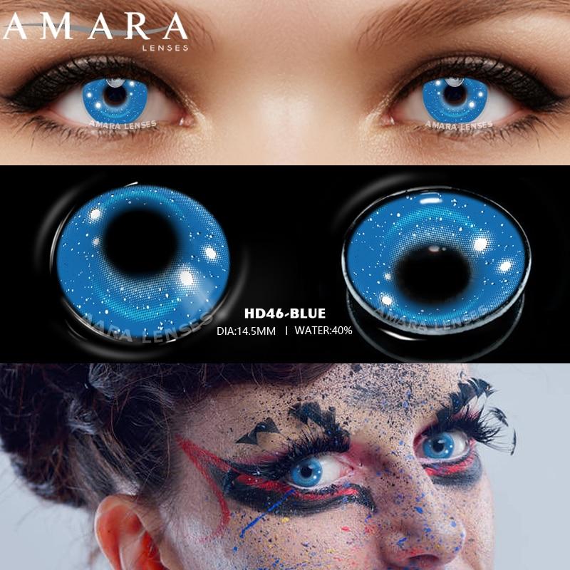 AMARA 2 Stück Halloween Bunte Kontaktlinsen Anime Cosplay Augenlinsen ROT Schwarz Rote Linsen Kontaktlinsen Kosmetik für Augen