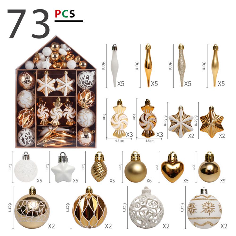 

73 Pieces Handmade Painted Christmas Ball Ornament Set Hanging Balls for American Style Home Holiday Decoration