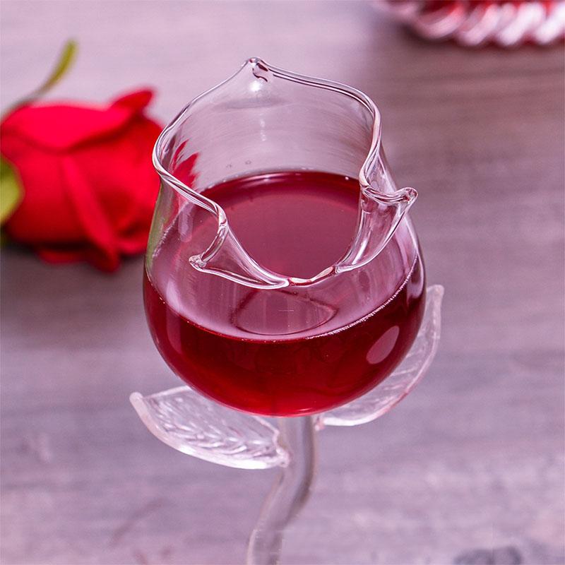 BORREY Crystal Glass Rose Red Wine Glass Wine Magnum Glass Clear Stemware Cup Party Fun Cold Drink Juice Mug 6oz Gift for Women